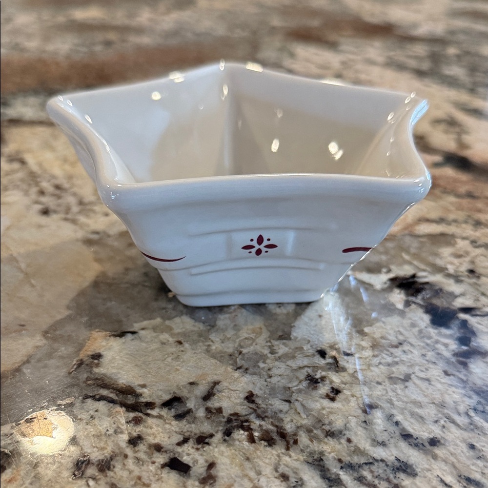 Longaberger Pottery Woven Traditions Star Shaped Dish in Traditional Red - Small